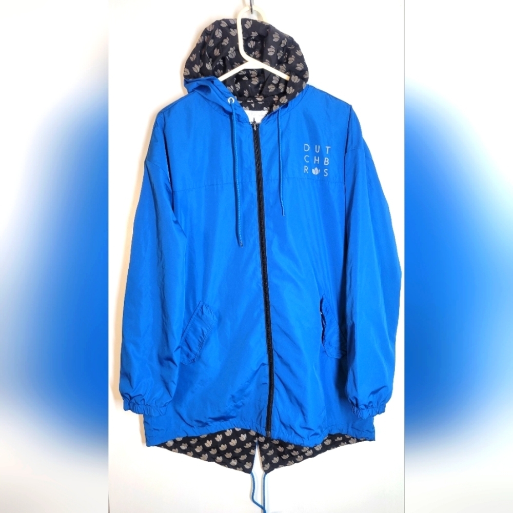 Dutch Bros Reversible Rain Jacket Tulips Blue Large